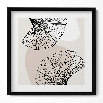 Obraz v rámu efektivní Lineární listy ginkga v boho stylu