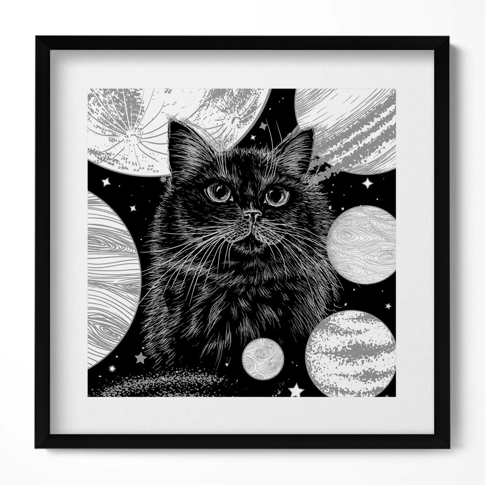 Obraz v rámu efektivní Kouzelná černá kočka a prostor