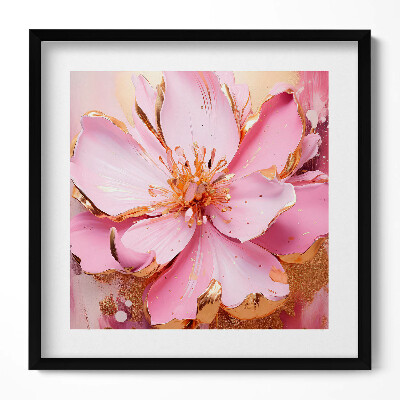 Obraz v rámu efektivní Romantická malovaná květina ve zlaté barvě