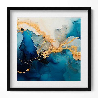 Obraz v rámu efektivní Tekutá abstrakce se zlatem