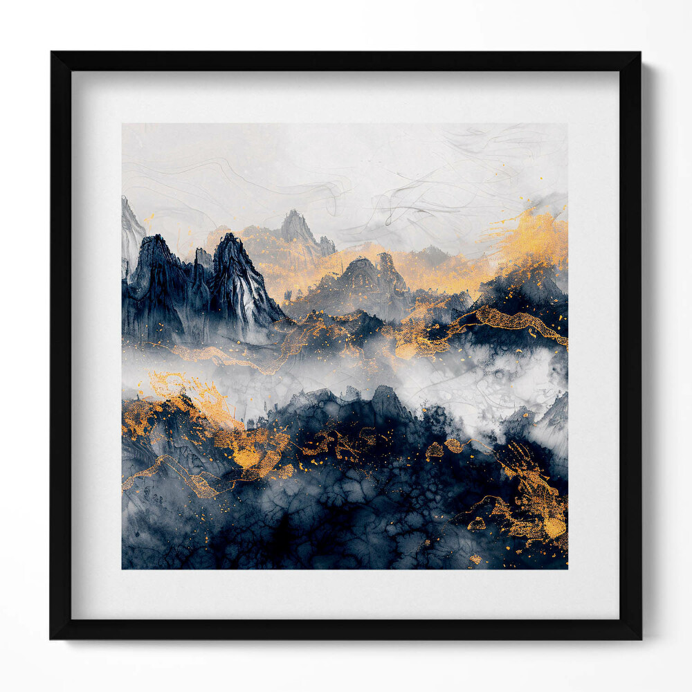 Obraz v rámu efektivní Abstraktní krajina hor mezi mraky