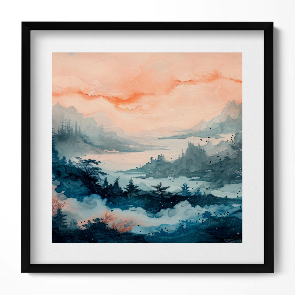 Obraz v rámu efektivní Abstraktní krajina hor a lesů