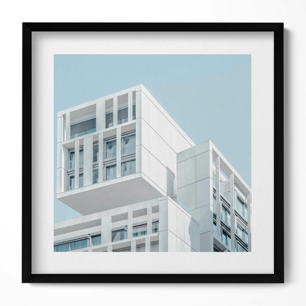 Obraz v rámu efektivní Bílá minimalistická architektura budovy