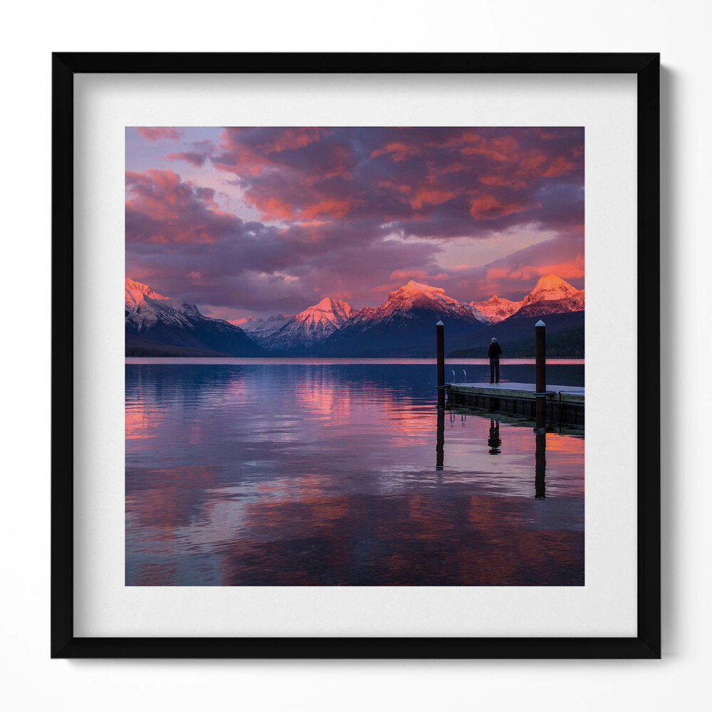 Obraz v rámu efektivní Jezerní hory a mraky