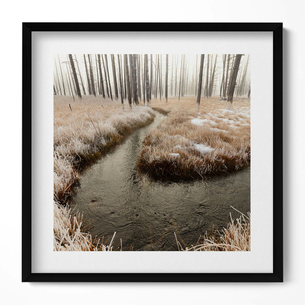 Obraz v rámu efektivní Řeka v lese v zimě