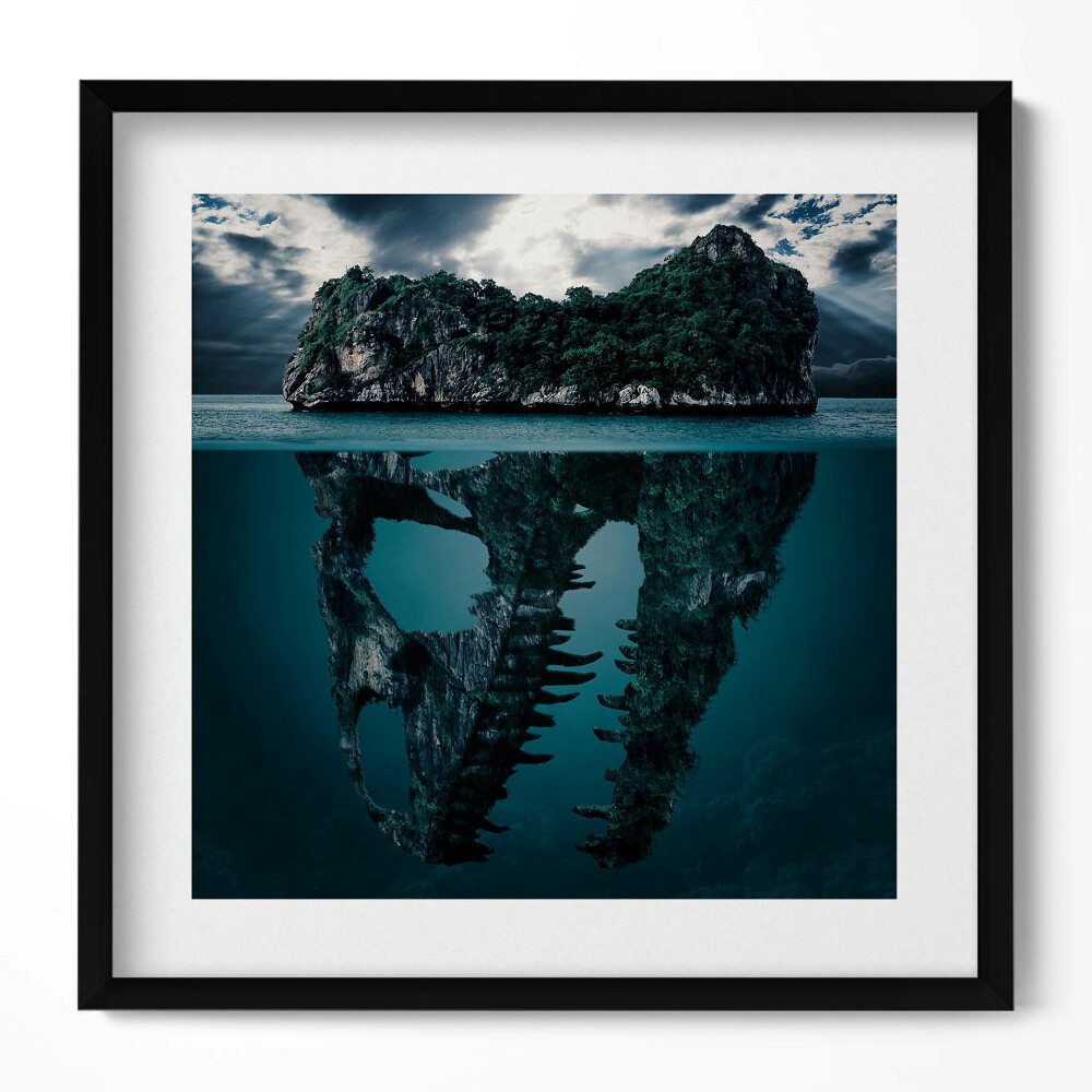 Obraz v rámu efektivní Abstraktní ilustrace ostrova lebek