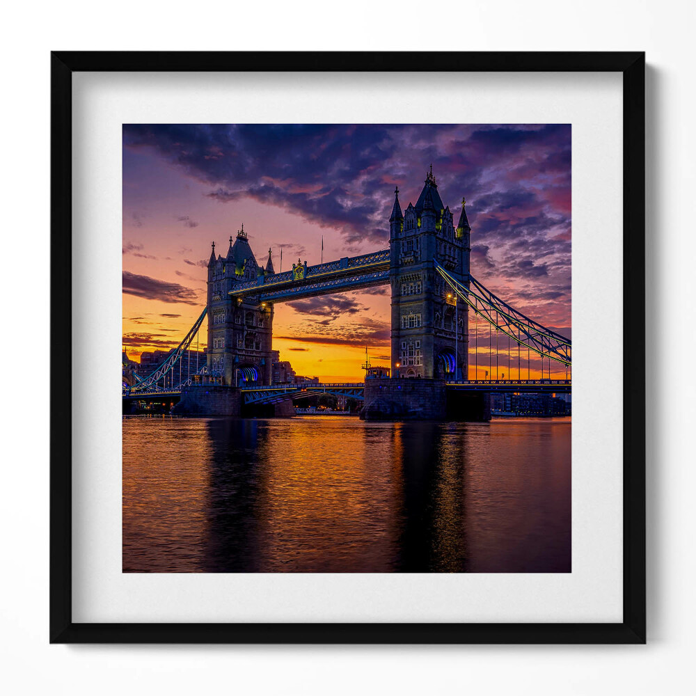 Obraz v rámu efektivní Brooklynský most a londýnská vodní hladina