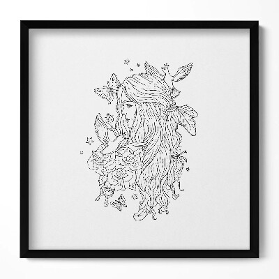 Obraz v rámu efektivní Perokresby ilustrace dívky