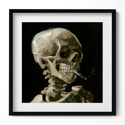 Obraz v rámu efektivní Malování lebky s cigaretou