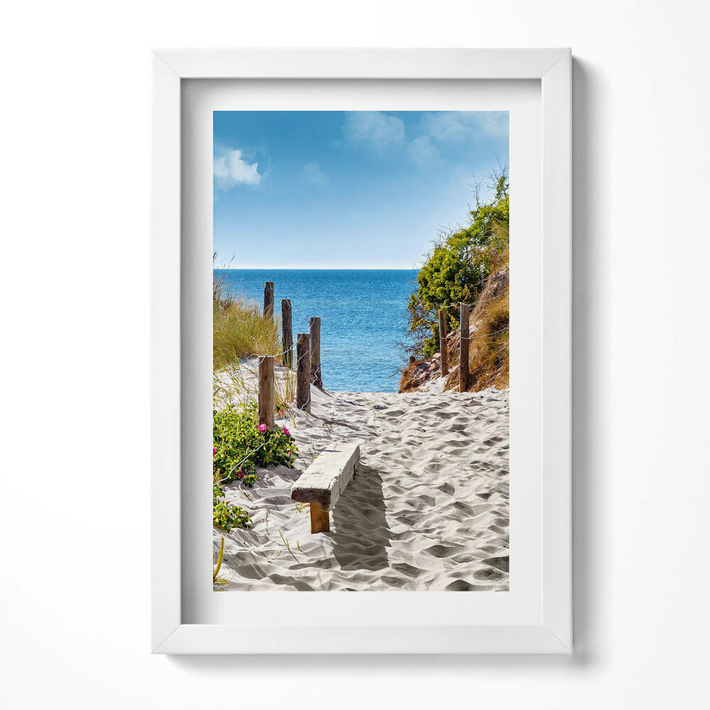 Obraz s rámem elegantní Písečná cesta na pláž a moře