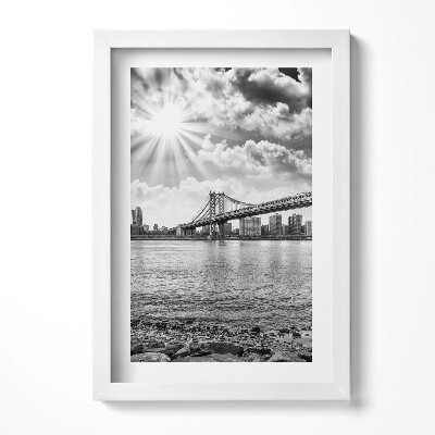 Obraz s rámem elegantní Černobílý Brooklynský most v New Yorku