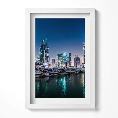 Obraz s rámem elegantní Lodě ve městě v noci