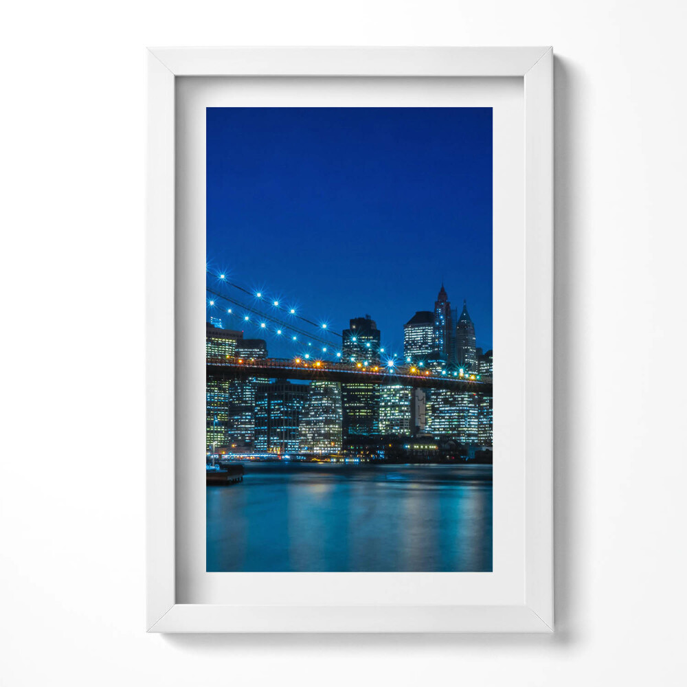 Obraz s rámem elegantní Brooklynský most večer - New York