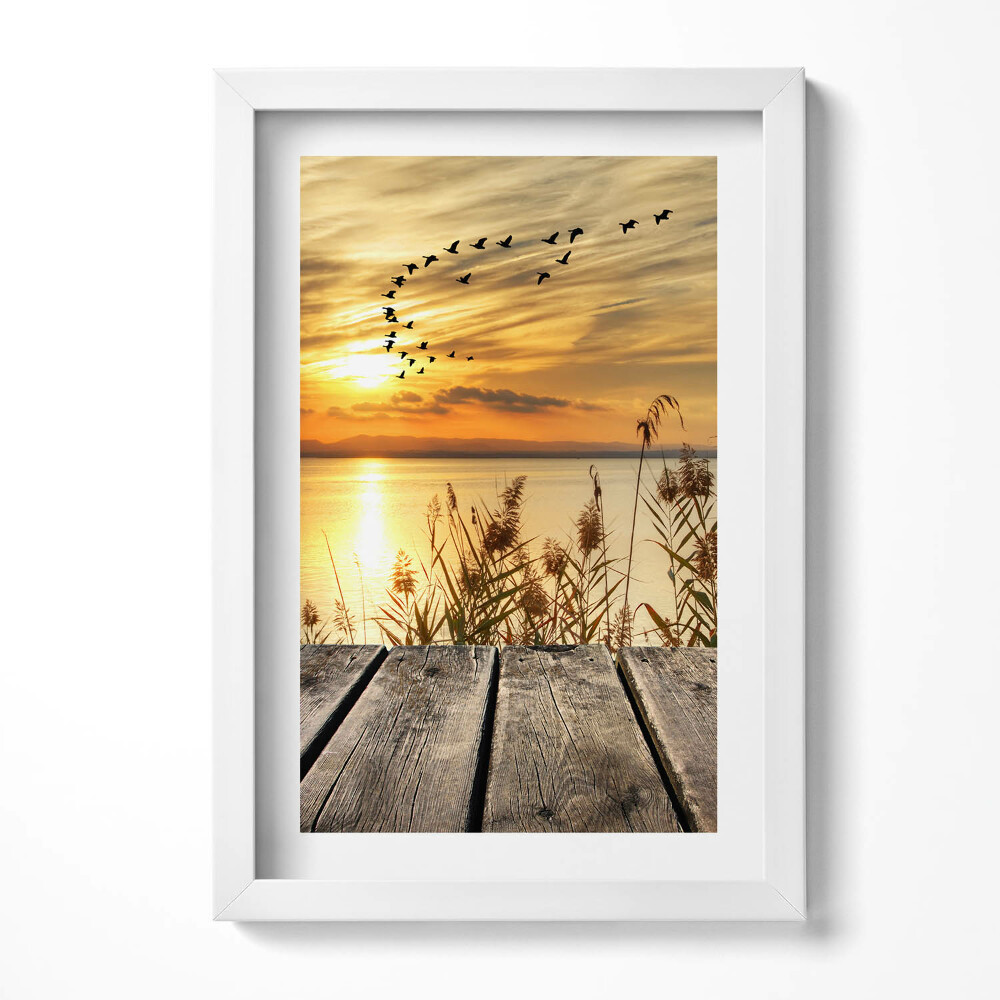 Obraz s rámem elegantní Molo při západu slunce