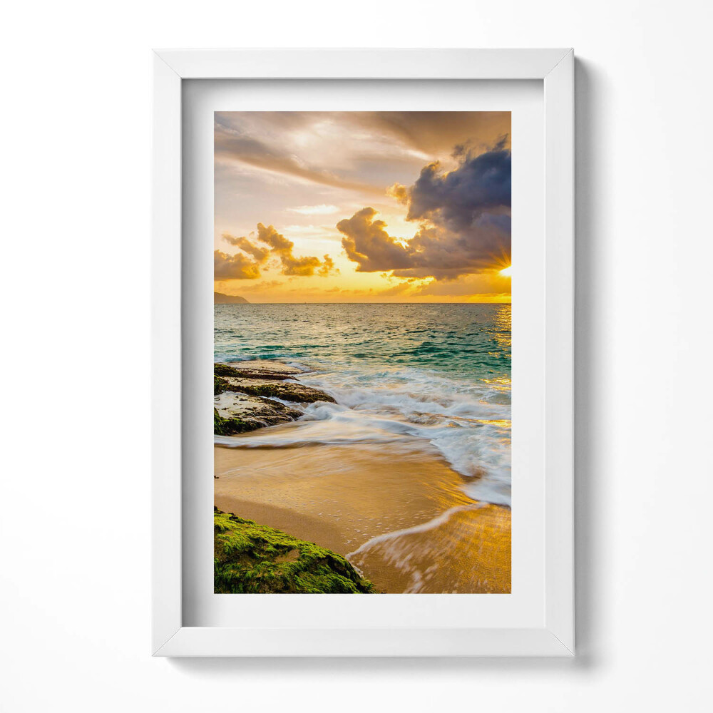 Obraz s rámem elegantní Břeh pláže při západu slunce
