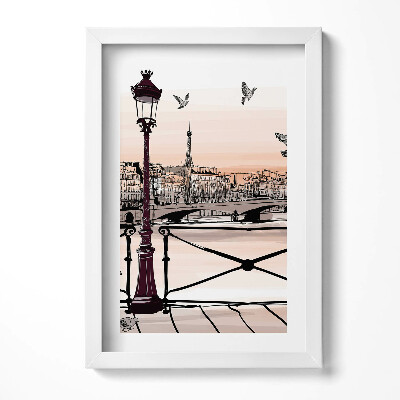 Obraz s rámem elegantní Západ slunce nad Seinou