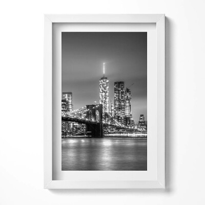 Obraz s rámem elegantní New York Brooklyn Bridge v noci