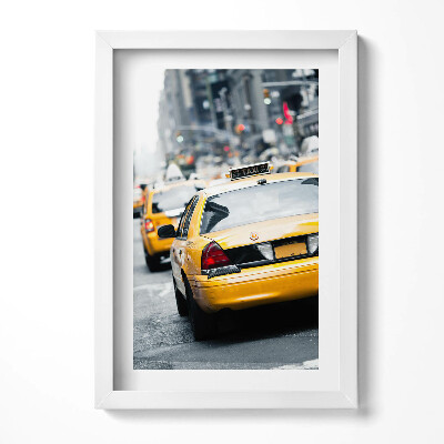 Obraz s rámem elegantní Newyorské taxíky v městské dopravní zácpě