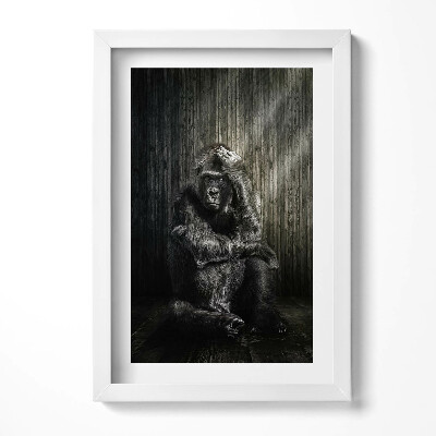 Obraz s rámem elegantní Opice dumající ve stínu