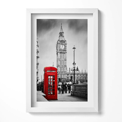 Obraz s rámem elegantní Big Ben a červená budka v Anglii