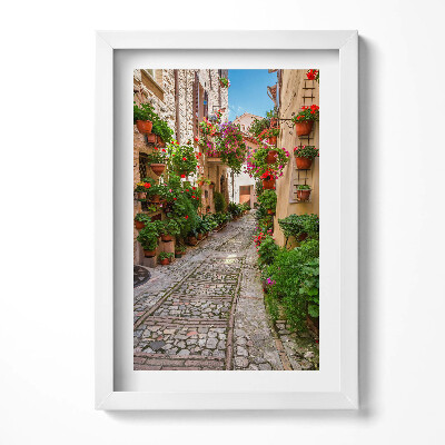 Obraz s rámem elegantní Květnatá ulice v Itálii