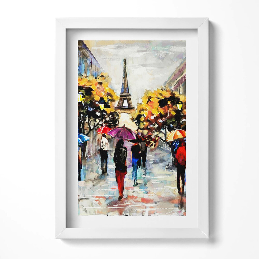 Obraz s rámem elegantní Eiffel Streets Nova - malovaný podzim