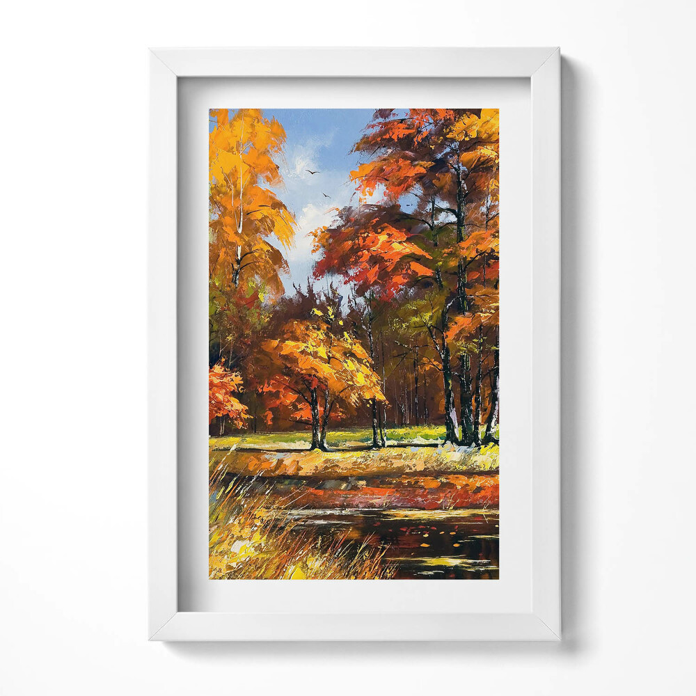 Obraz s rámem elegantní Malovaný podzim a řeka