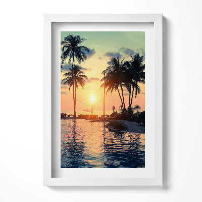 Obraz s rámem elegantní Palmy ve slunečním světle