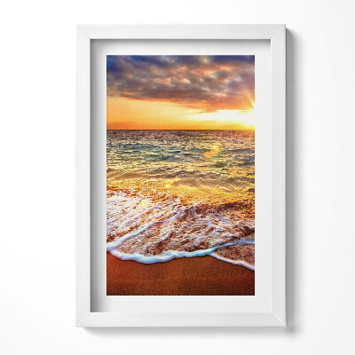 Obraz s rámem elegantní Mořské vlny při západu slunce