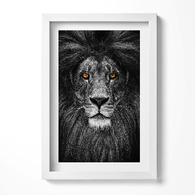 Obraz s rámem elegantní Černá a bílá hlava lva
