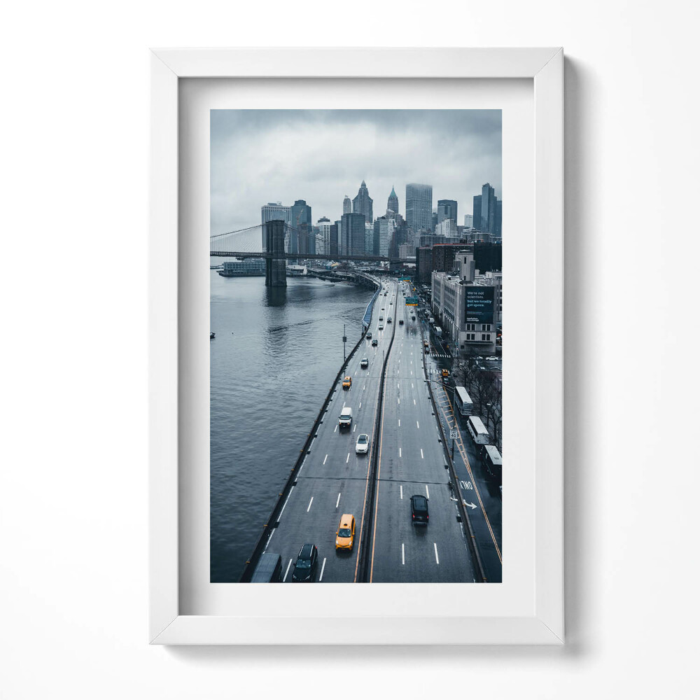 Obraz s rámem elegantní Pohled na městskou ulici z ptačí perspektivy