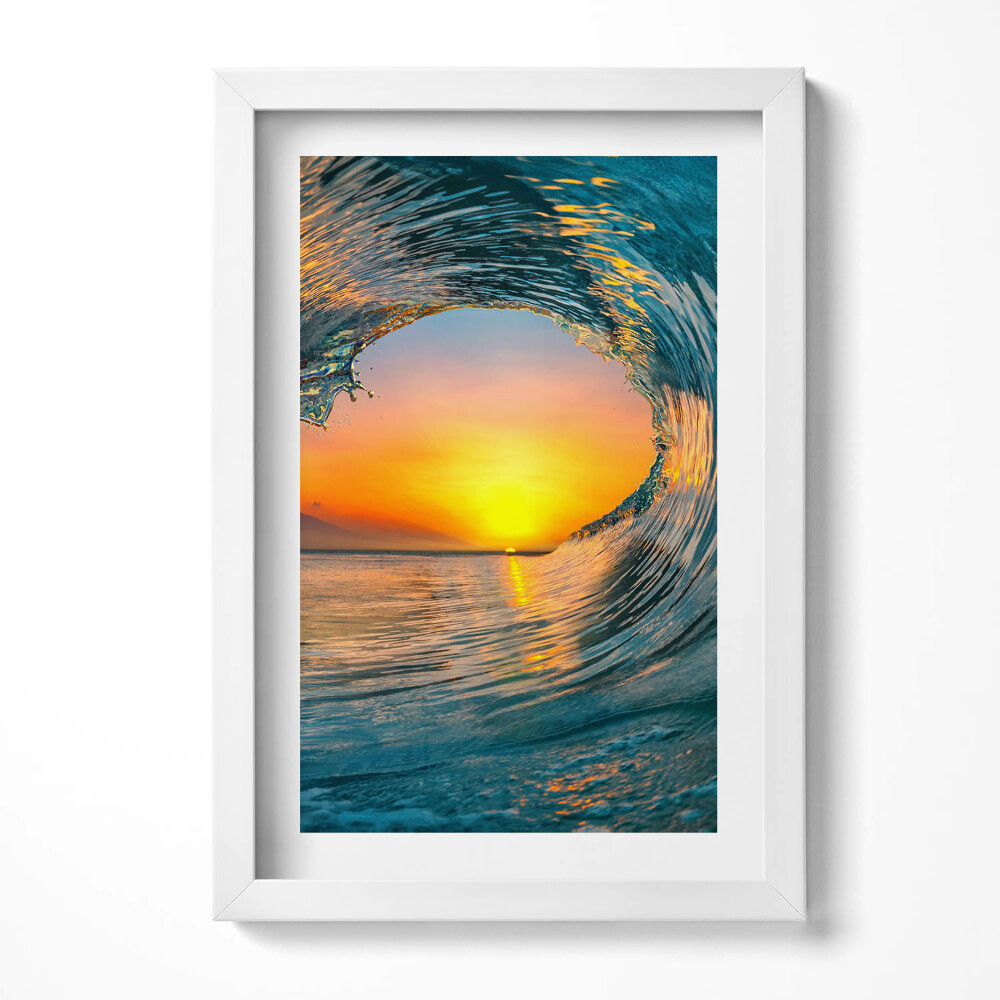 Obraz s rámem elegantní Vodní vlna při západu slunce