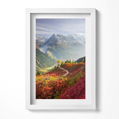 Obraz s rámem elegantní Krajina hor a barevných luk