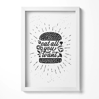 Obraz s rámem elegantní Jezte vše, co chcete - nápis do kuchyně