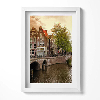 Obraz s rámem elegantní Amsterdamské kanály uvnitř města