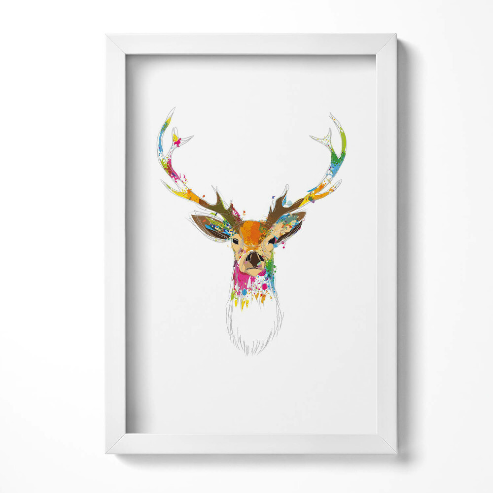 Obraz s rámem elegantní Barevné jelení hlavy ilustrace