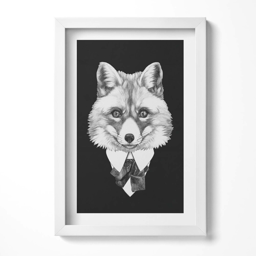 Obraz s rámem elegantní Ilustrace liščí hlavy