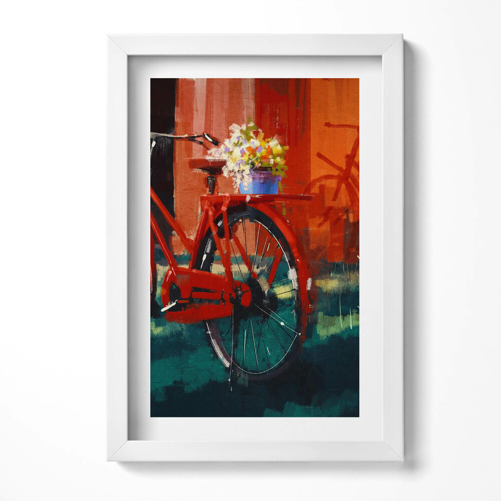 Obraz s rámem elegantní Kolo s květinovým aranžmá