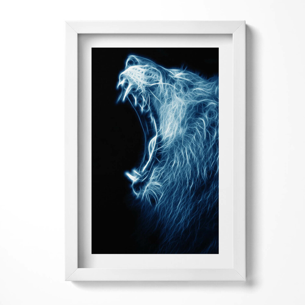 Obraz s rámem elegantní Řeč těla divokého lva