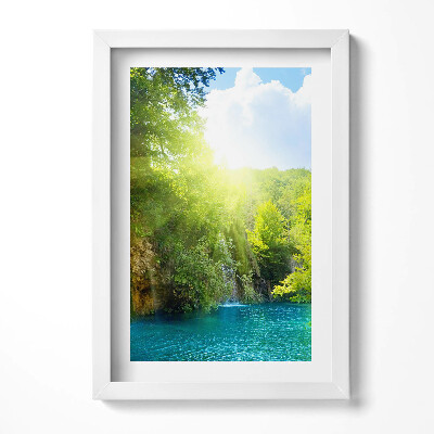 Obraz s rámem elegantní Krajina modré laguny