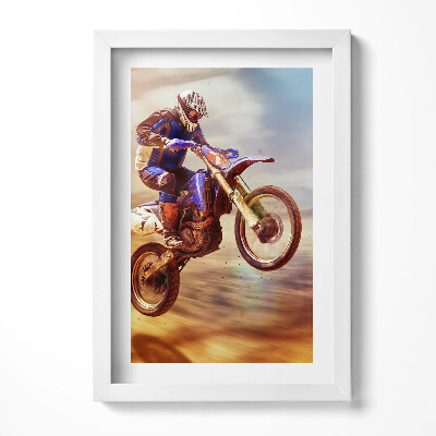 Obraz s rámem elegantní Motocyklista v poušti