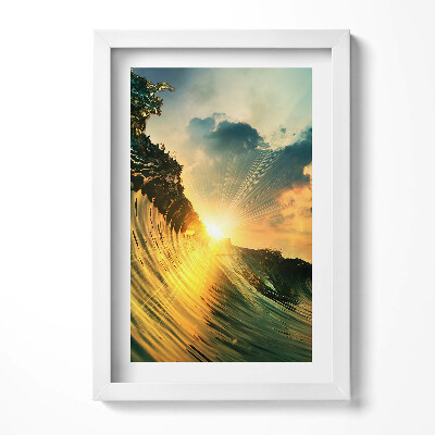 Obraz s rámem elegantní Vlna na moři a západ slunce