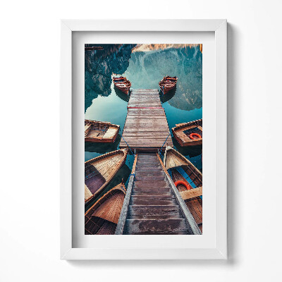 Obraz s rámem elegantní Molo a jezero Pragser Wildsee