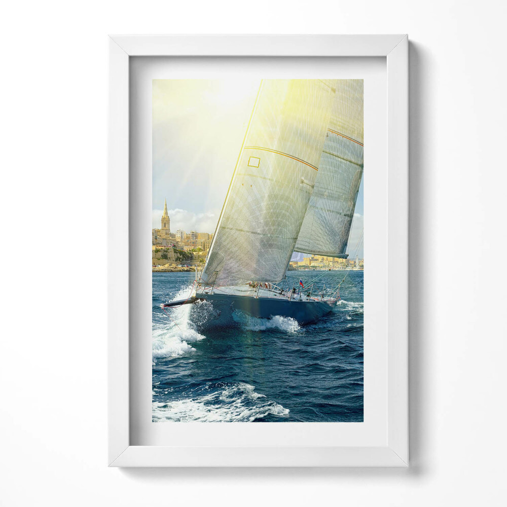 Obraz s rámem elegantní Plovoucí jachty