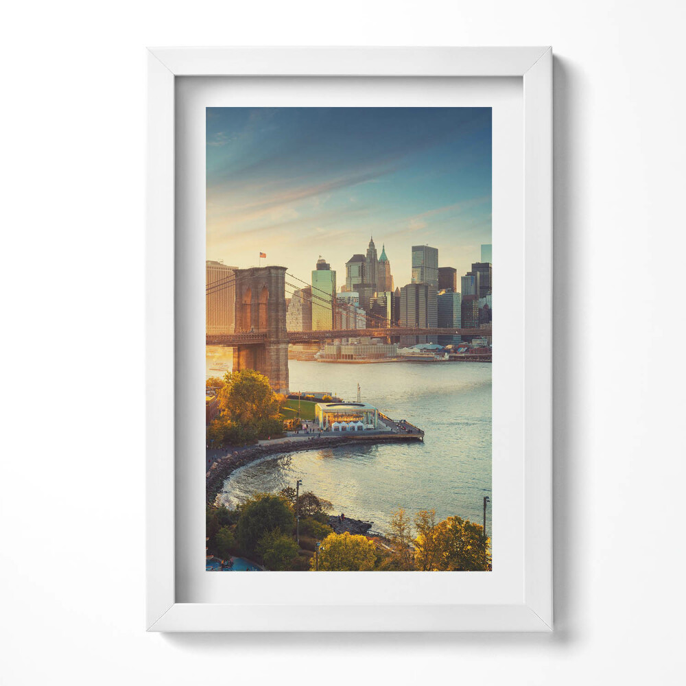 Obraz s rámem elegantní New York Manhattan Brooklyn Bridge