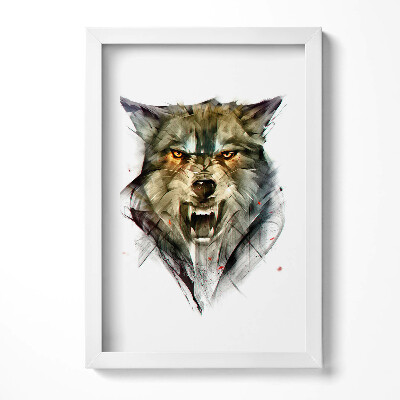 Obraz s rámem elegantní Kreslený portrét vlka