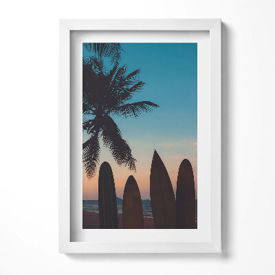 Obraz s rámem elegantní Surfování na tropické pláži