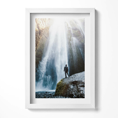 Obraz s rámem elegantní Pohled na vodopád Gljufrabui