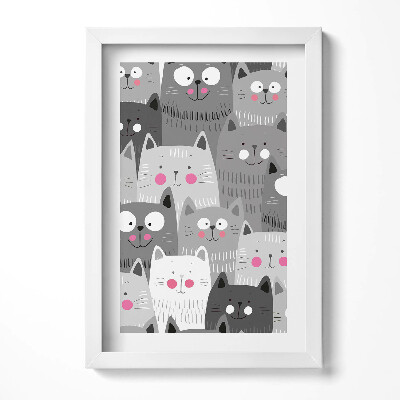 Obraz s rámem elegantní Vzor bezešvé s kočkami