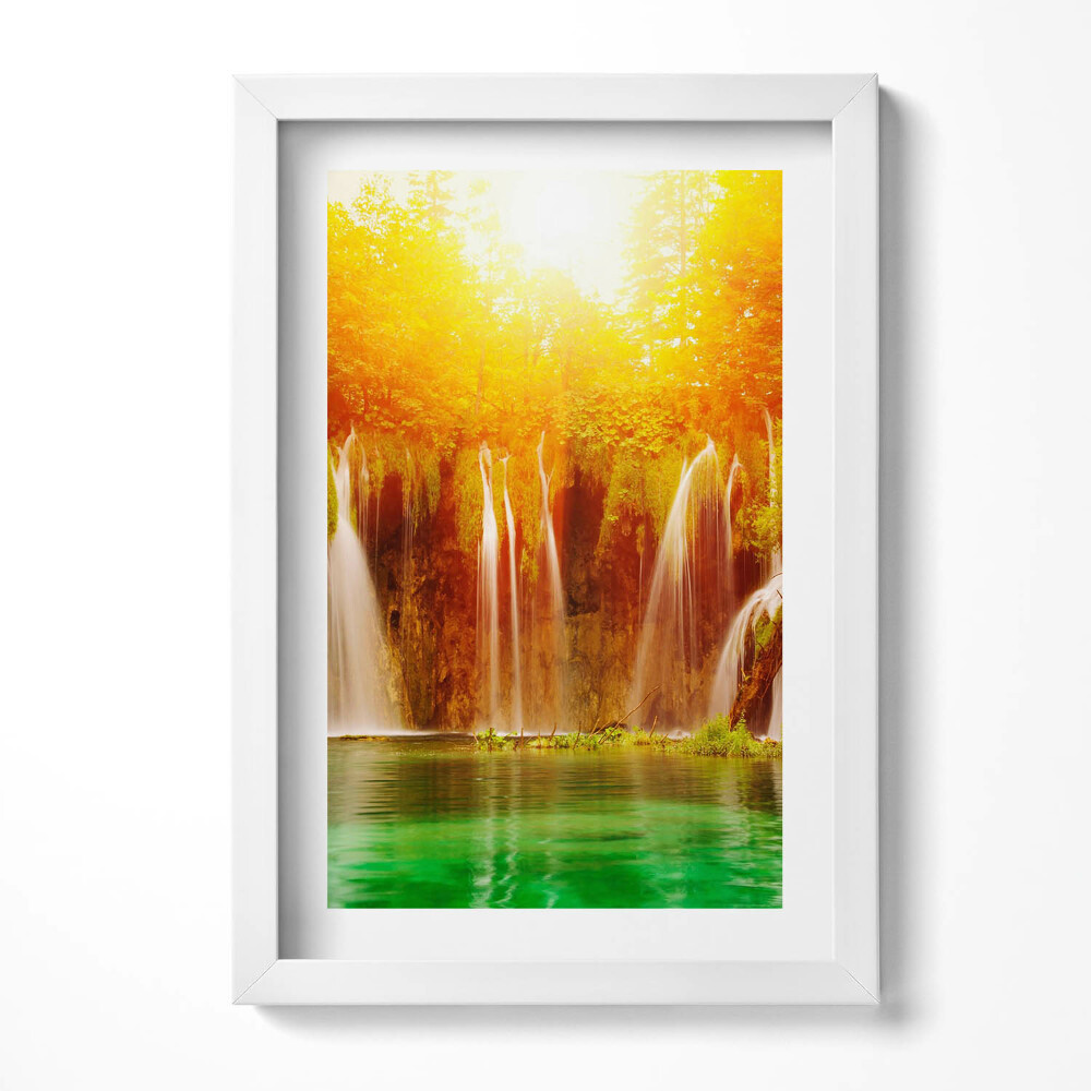 Obraz s rámem elegantní Malebný pohled na vodopád